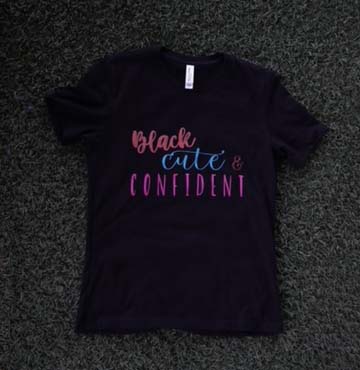 Women Black T-shirt Pink Blue and Purple Logo