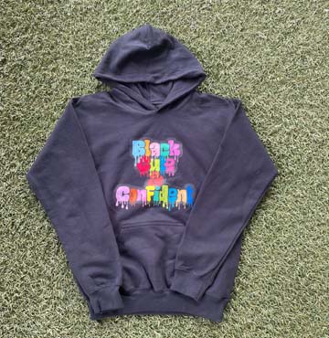 Youth Black Hoodie with Colorful- Bubble Drip